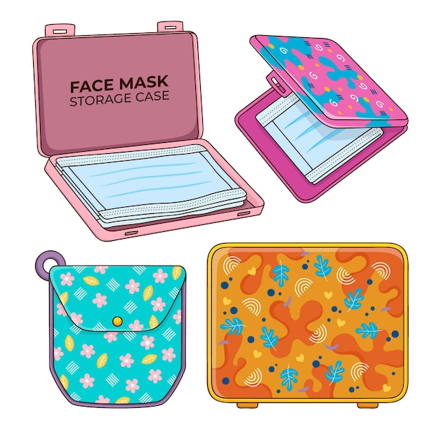 Free Vector face mask storage case collection