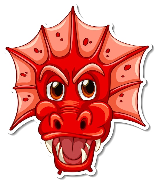 Free vector face of red dragon cartoon character sticker