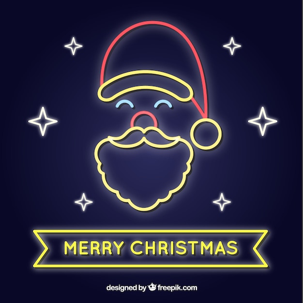 Free vector face of santa claus in neon