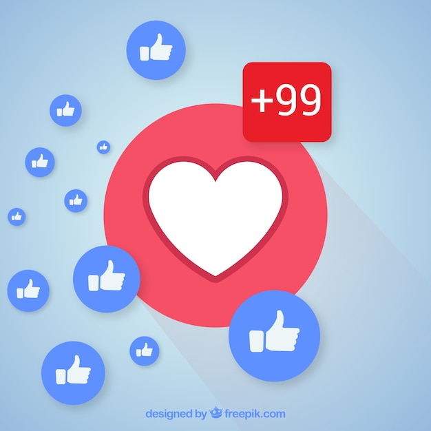 Facebook background with hearts and likes