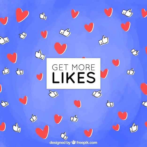 Facebook background with hearts and likes