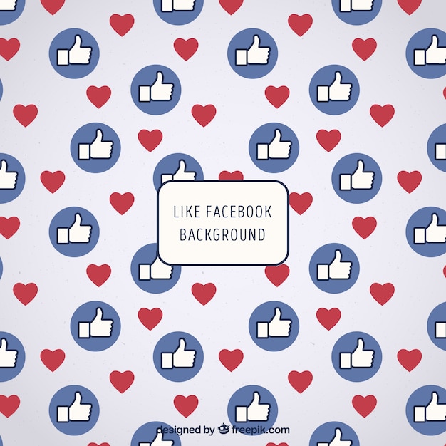 Facebook background with like and heart icons