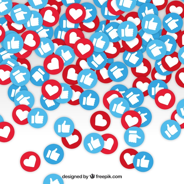 Facebook background with likes and hearts