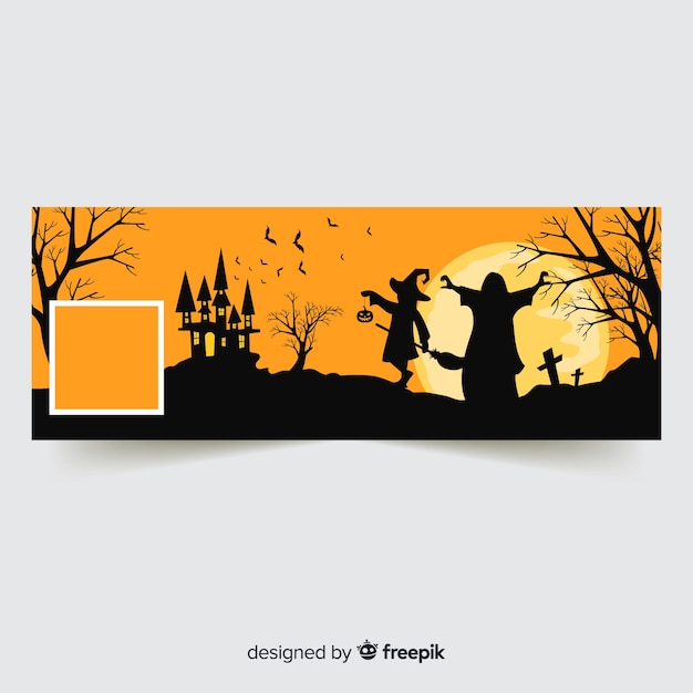 Free Vector facebook banner with halloween concept