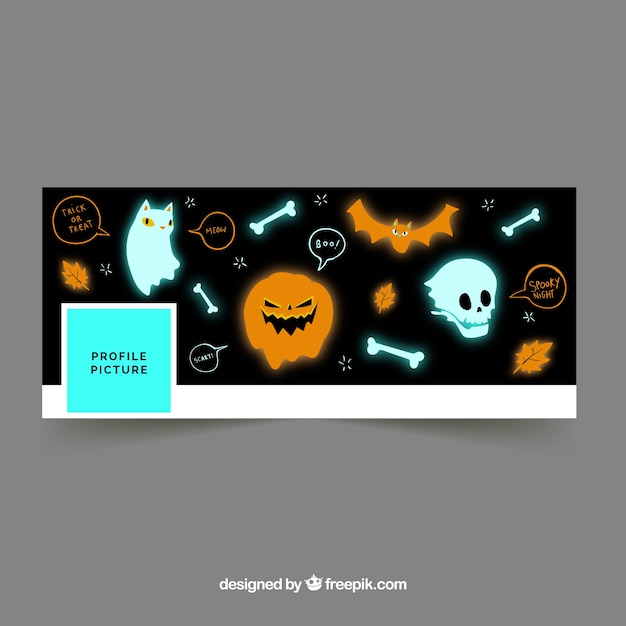 Free Vector facebook cover with ghosts and halloween elements