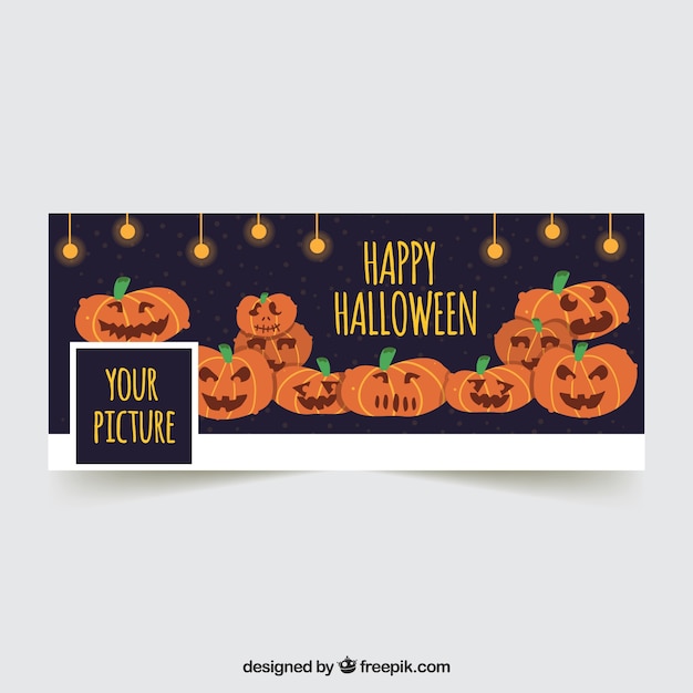 Facebook cover with hand drawn halloween pumpkins