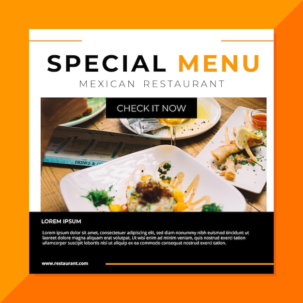 Free Vector facebook food restaurant post template