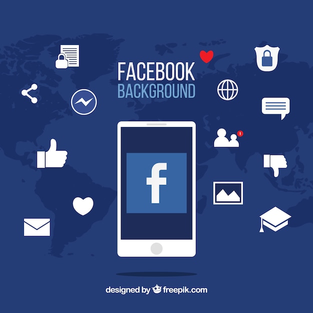 Facebook icons background with flat design