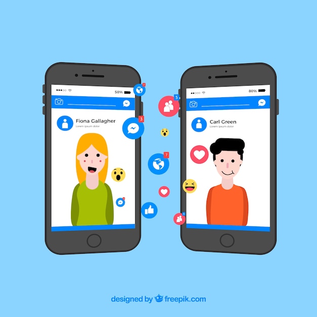 Free Vector facebook interaction background with mobiles