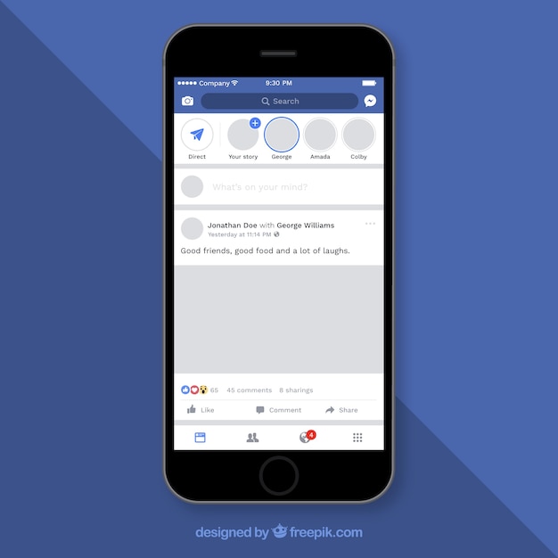 Free vector facebook mobile post with flat design