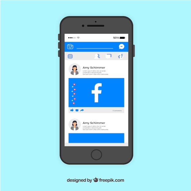 Facebook mobile post with flat design