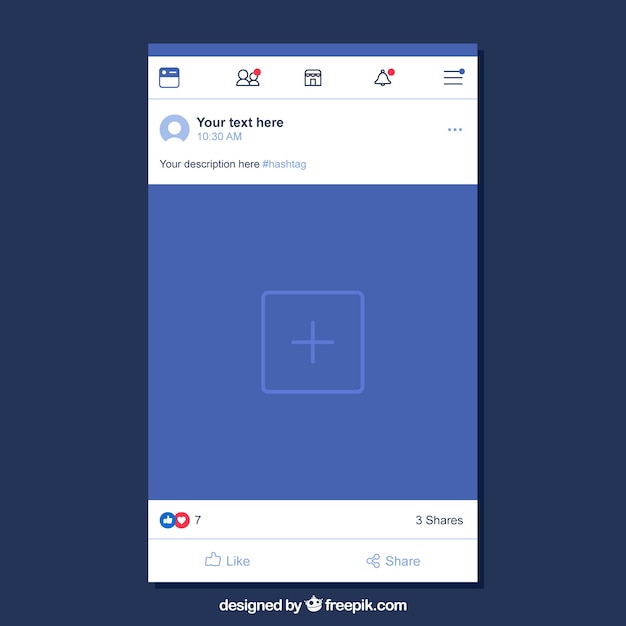 Facebook mobile post with flat design