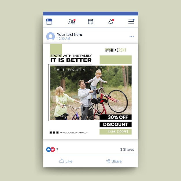 Facebook sport post template with photo