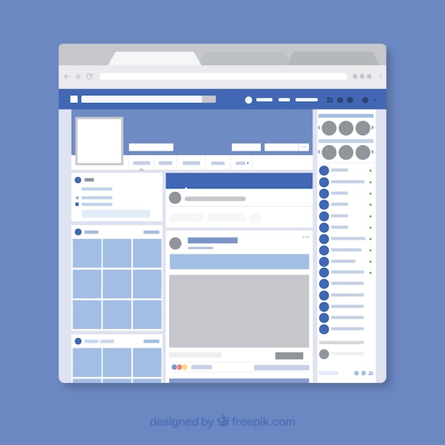 Free Vector facebook web interface with minimalist design