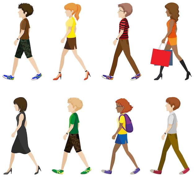 Free Vector faceless boys and girls walking