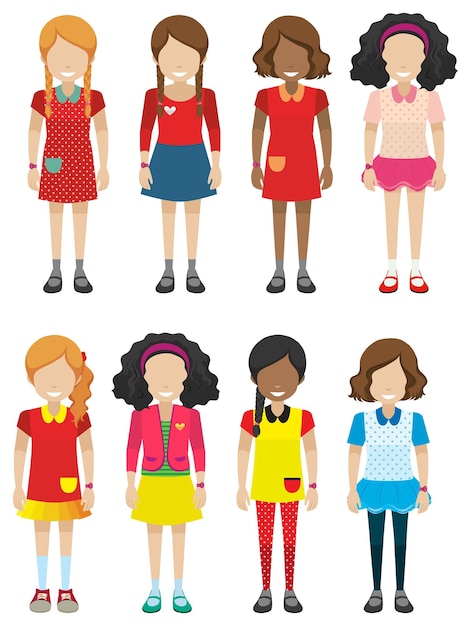 Free Vector faceless female kids