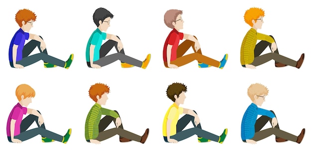 Free Vector faceless men sitting down