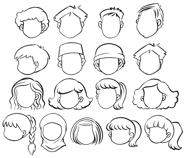 Faceless people with different hair style