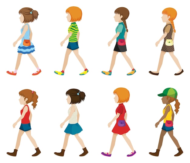 Free Vector faceless teenagers walking