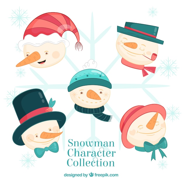 Free vector faces of snowman