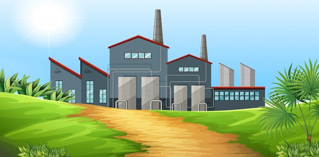 Factory building in the field