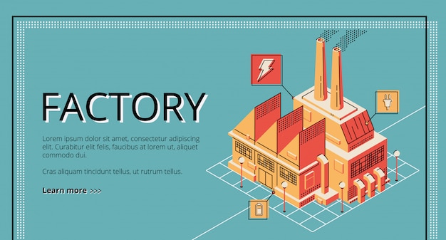 Free Vector factory on retro colored background. 