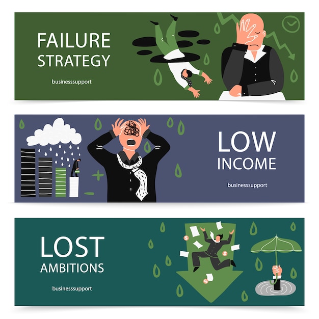 Free Vector failure business banner set