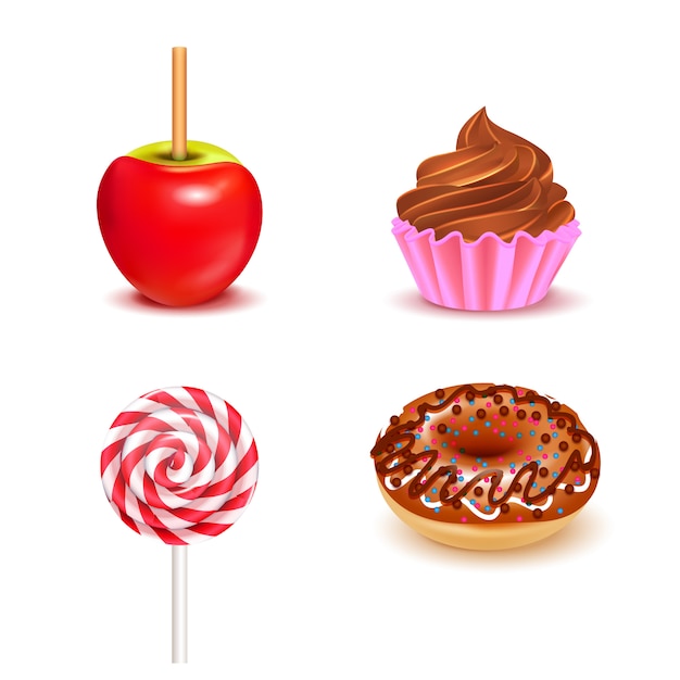 Free Vector fair sweets realistic set