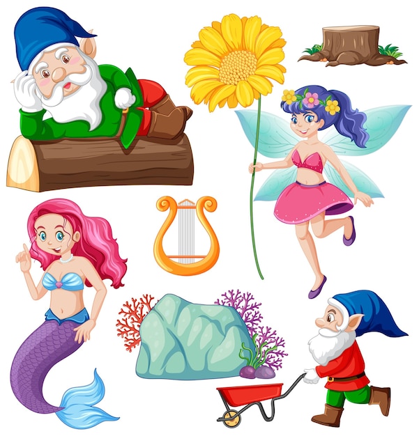 Free vector fairy cartoon character vector set