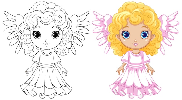 Free vector fairy girl outline for coloring