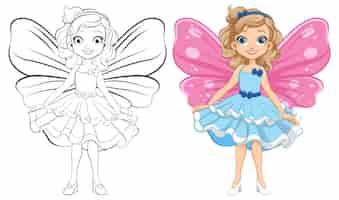 Free vector fairy princess cartoon character in party dress