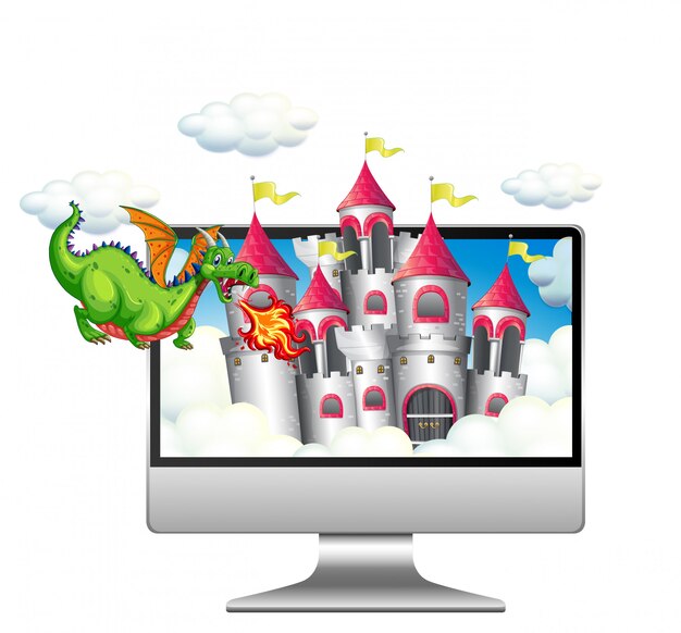 Fairy scene on computer desktop background