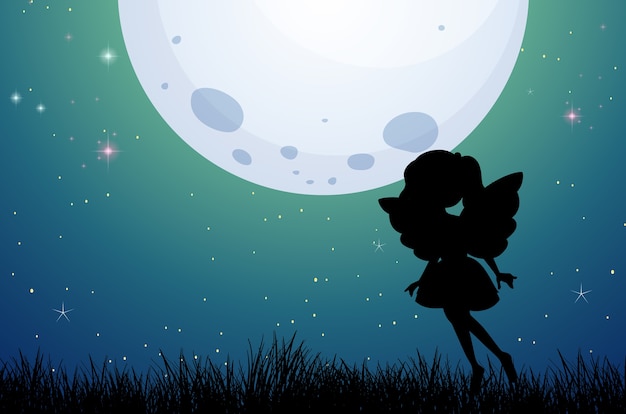 Free Vector fairy silhouette in nature background