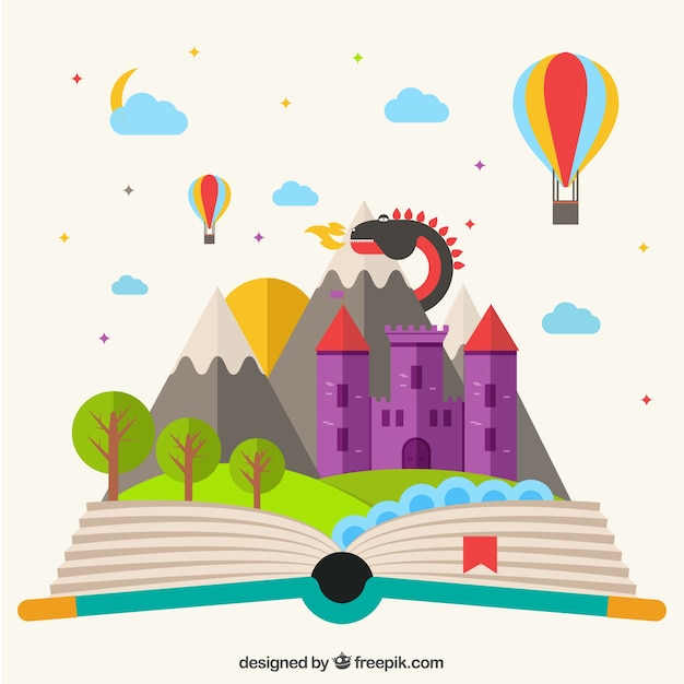 Free Vector fairy tale book in flat design