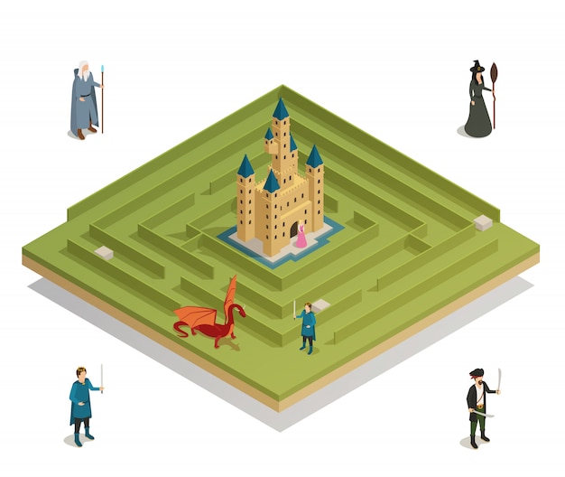 Free Vector fairy tale game isometric  