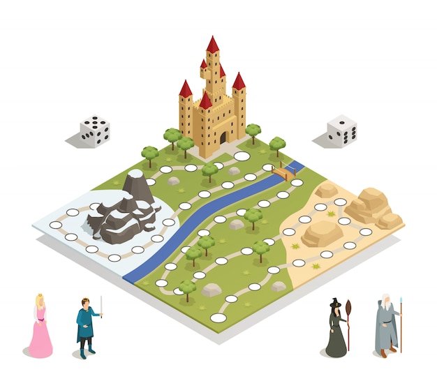 Free Vector fairy tale gameboard isometric  