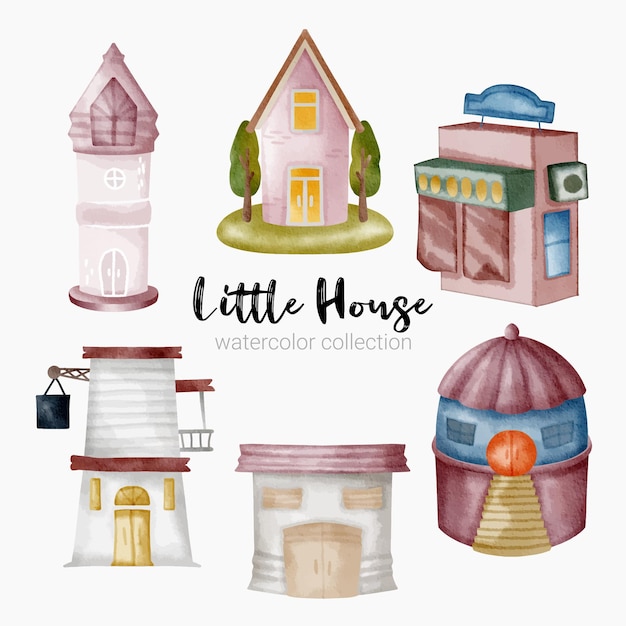 Free vector fairy tale houses fantasy forest cabin imagination village