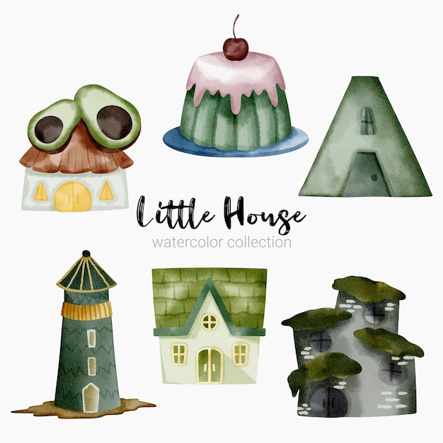 Free vector fairy tale houses fantasy forest cabin imagination village