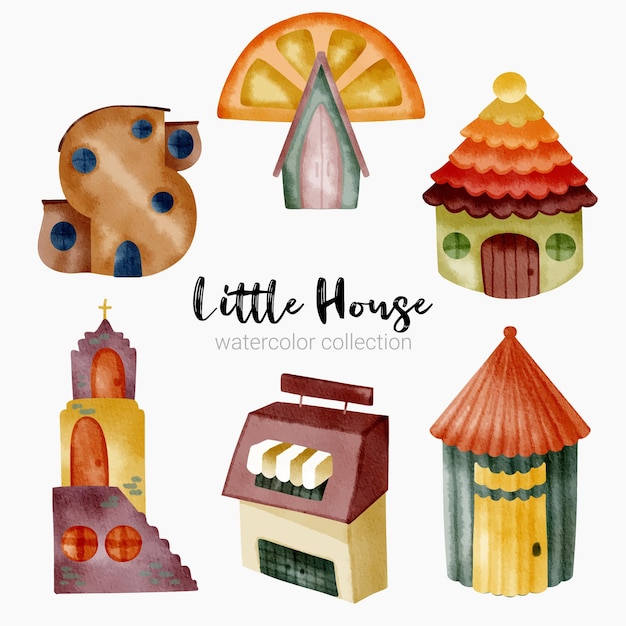 Free vector fairy tale houses fantasy forest cabin imagination village