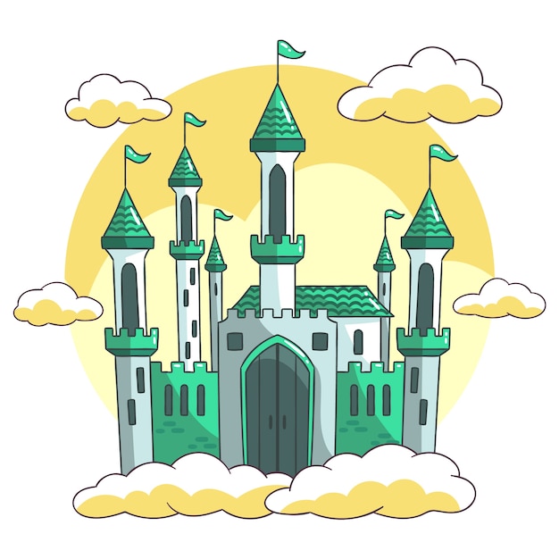 Free Vector fairytale castle hand drawn style