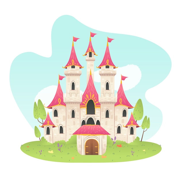 Fairytale castle hand drawn style