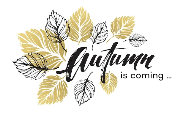 Fall background design with golden and black autumn leaves. Vector illustration EPS10