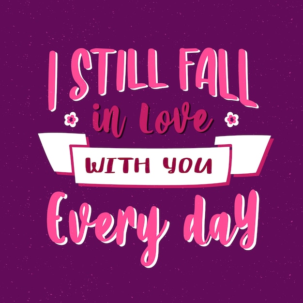 Free Vector fall in love with you text lettering