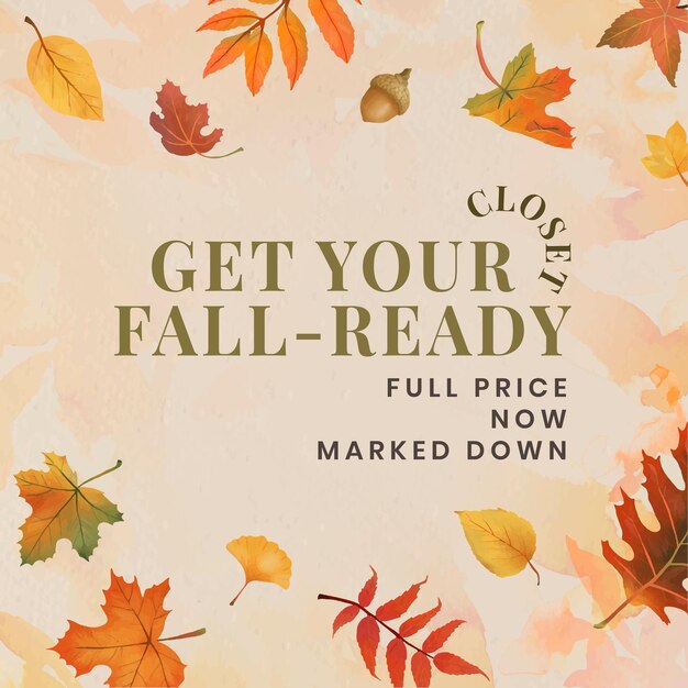 Fall sell template vector for social media post