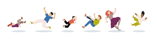 Free Vector falling people clumsy characters fall down set