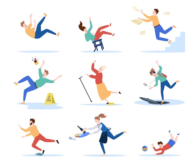 Free Vector falling people set