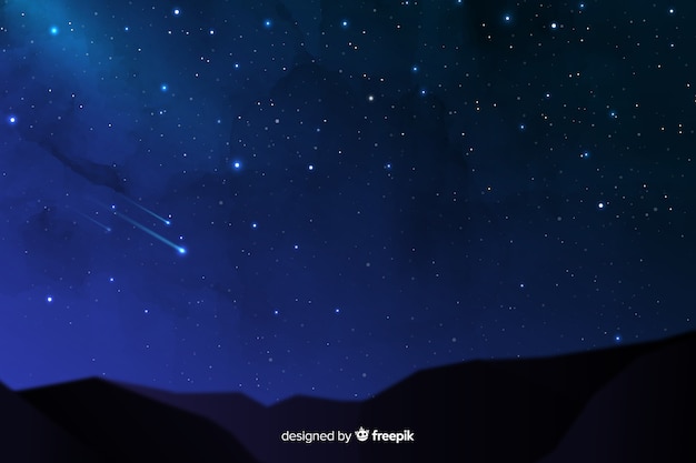 Free Vector falling stars on a beautiful night background