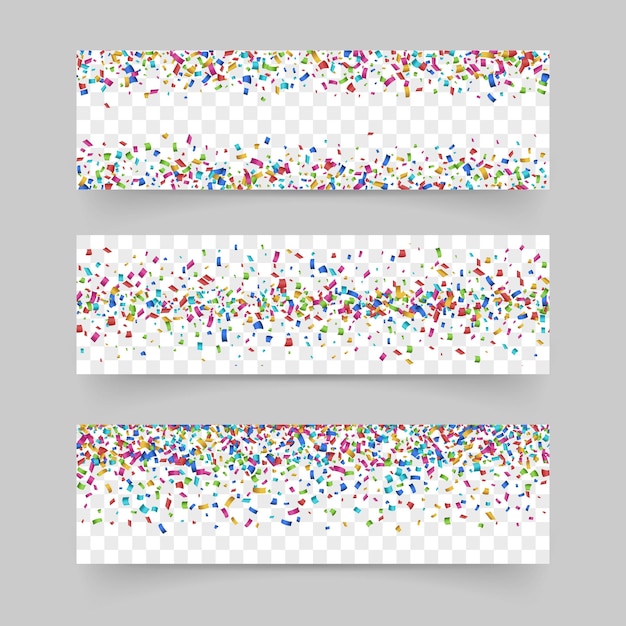 Free Vector falling tiny colorful confetti banner set