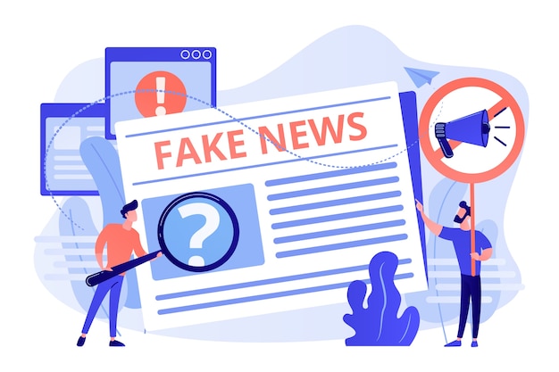 Free Vector false information broadcasting. press, newspaper journalists, editors. fake news, junk news content, disinformation in media concept illustration