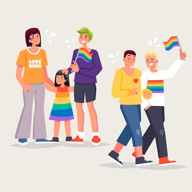 Families celebrating pride day